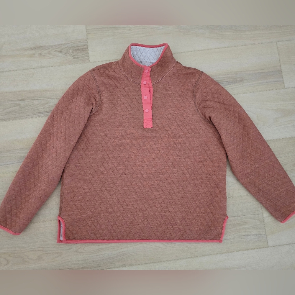 Marine Layer Reversible Corbett Sweatshirt Coral And Cream XL Women's